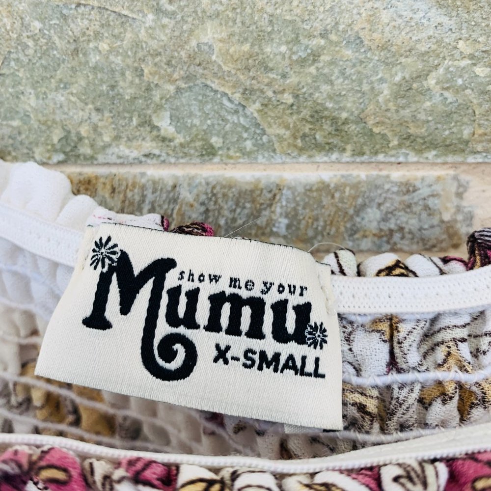 SHOW ME YOUR MUMU RAQUEL PAISLEY SMOCKED TOP SZ XS - Picture 7 of 7